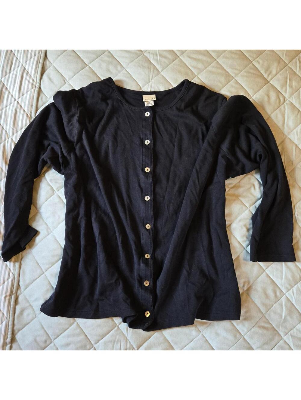L.L.Bean Women's Black Cotton Cardigan